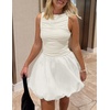 image:imageZESICA Womens Summer Bubble Sleeveless Boat Neck Mini DresssWhite