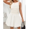 image:imageZESICA Womens Summer Bubble Sleeveless Boat Neck Mini DresssWhite