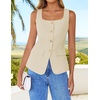 image:imageZESICA Womens Summer Business Casual Sleeveless Blazer VestApricot