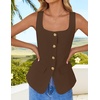 image:imageZESICA Womens Summer Business Casual Sleeveless Blazer VestBrown