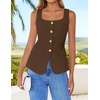 image:imageZESICA Womens Summer Business Casual Sleeveless Blazer VestBrown