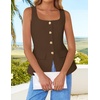 image:imageZESICA Womens Summer Business Casual Sleeveless Blazer VestBrown