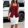 image:imageZESICA Womens Summer Business Casual Sleeveless Blazer VestDark Red