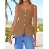 image:imageZESICA Womens Summer Business Casual Sleeveless Blazer VestLightbrown