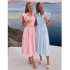 image:imageZESICA Womens Summer Button Midi Dress Casual Work DressesLight Blue
