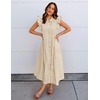 image:imageZESICA Womens Summer Button Midi Dress Casual Work DressesNatural