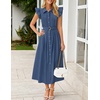 image:imageZESICA Womens Summer Button Midi Dress Casual Work DressesNavy