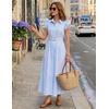 image:imageZESICA Womens Summer Button Midi Dress Casual Work DressesSkybluestripe