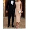 image:imageZESICA Womens Summer Cap Sleeve Wedding Guest Cocktail Midi DressApricot