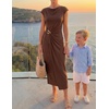 image:imageZESICA Womens Summer Cap Sleeve Wedding Guest Cocktail Midi DressBrown