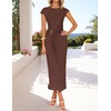 image:imageZESICA Womens Summer Cap Sleeve Wedding Guest Cocktail Midi DressBrown
