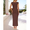 image:imageZESICA Womens Summer Cap Sleeve Wedding Guest Cocktail Midi DressBrown