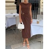 image:imageZESICA Womens Summer Cap Sleeve Wedding Guest Cocktail Midi DressBrown