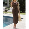 image:imageZESICA Womens Summer Cap Sleeve Wedding Guest Cocktail Midi DressCoffee