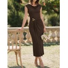 image:imageZESICA Womens Summer Cap Sleeve Wedding Guest Cocktail Midi DressCoffee