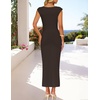 image:imageZESICA Womens Summer Cap Sleeve Wedding Guest Cocktail Midi DressCoffee