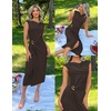 image:imageZESICA Womens Summer Cap Sleeve Wedding Guest Cocktail Midi DressCoffee