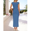 image:imageZESICA Womens Summer Cap Sleeve Wedding Guest Cocktail Midi DressDustyblue