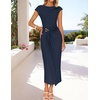 image:imageZESICA Womens Summer Cap Sleeve Wedding Guest Cocktail Midi DressNavy