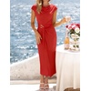 image:imageZESICA Womens Summer Cap Sleeve Wedding Guest Cocktail Midi DressRed