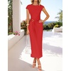 image:imageZESICA Womens Summer Cap Sleeve Wedding Guest Cocktail Midi DressRed