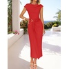 image:imageZESICA Womens Summer Cap Sleeve Wedding Guest Cocktail Midi DressRed
