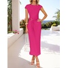 image:imageZESICA Womens Summer Cap Sleeve Wedding Guest Cocktail Midi DressRose