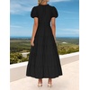 image:imageZESICA Womens Summer Casual Ruched Ruffle Tiered Maxi DressBlack