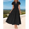 image:imageZESICA Womens Summer Casual Ruched Ruffle Tiered Maxi DressBlack
