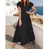 image:imageZESICA Womens Summer Casual Ruched Ruffle Tiered Maxi DressBlack