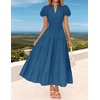 image:imageZESICA Womens Summer Casual Ruched Ruffle Tiered Maxi DressDarkblue