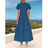 image:imageZESICA Womens Summer Casual Ruched Ruffle Tiered Maxi DressDarkblue