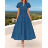 image:imageZESICA Womens Summer Casual Ruched Ruffle Tiered Maxi DressDarkblue