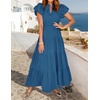 image:imageZESICA Womens Summer Casual Ruched Ruffle Tiered Maxi DressDarkblue