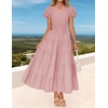image:imageZESICA Womens Summer Casual Ruched Ruffle Tiered Maxi DressDustypink