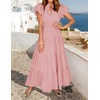image:imageZESICA Womens Summer Casual Ruched Ruffle Tiered Maxi DressDustypink