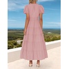 image:imageZESICA Womens Summer Casual Ruched Ruffle Tiered Maxi DressDustypink