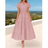 image:imageZESICA Womens Summer Casual Ruched Ruffle Tiered Maxi DressDustypink