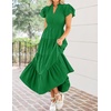image:imageZESICA Womens Summer Casual Ruched Ruffle Tiered Maxi DressGreen