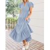 image:imageZESICA Womens Summer Casual Ruched Ruffle Tiered Maxi DressLightblue