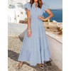 image:imageZESICA Womens Summer Casual Ruched Ruffle Tiered Maxi DressLightblue