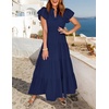 image:imageZESICA Womens Summer Casual Ruched Ruffle Tiered Maxi DressNavy