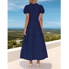 image:imageZESICA Womens Summer Casual Ruched Ruffle Tiered Maxi DressNavy