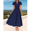 image:imageZESICA Womens Summer Casual Ruched Ruffle Tiered Maxi DressNavy