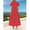 image:imageZESICA Womens Summer Casual Ruched Ruffle Tiered Maxi DressWatermelon