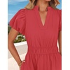 image:imageZESICA Womens Summer Casual Ruched Ruffle Tiered Maxi DressWatermelon