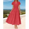 image:imageZESICA Womens Summer Casual Ruched Ruffle Tiered Maxi DressWatermelon