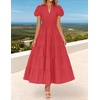 image:imageZESICA Womens Summer Casual Ruched Ruffle Tiered Maxi DressWatermelon