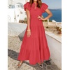 image:imageZESICA Womens Summer Casual Ruched Ruffle Tiered Maxi DressWatermelon