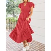 image:imageZESICA Womens Summer Casual Ruched Ruffle Tiered Maxi DressWatermelon